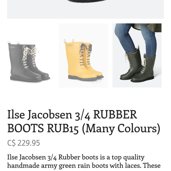 SIZE 38 (7.5) ILSE JACOBSEN, 3/4 Rubber Boots B53 - Picture 4 of 13